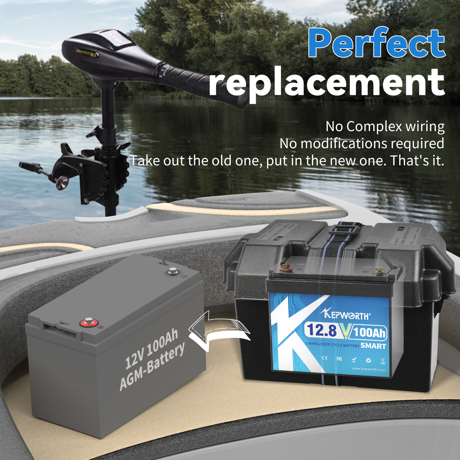 12.8V 100Ah LiFePO4 Battery Bluetooth 100A BMS Trolling Motor Boat Solar Backup