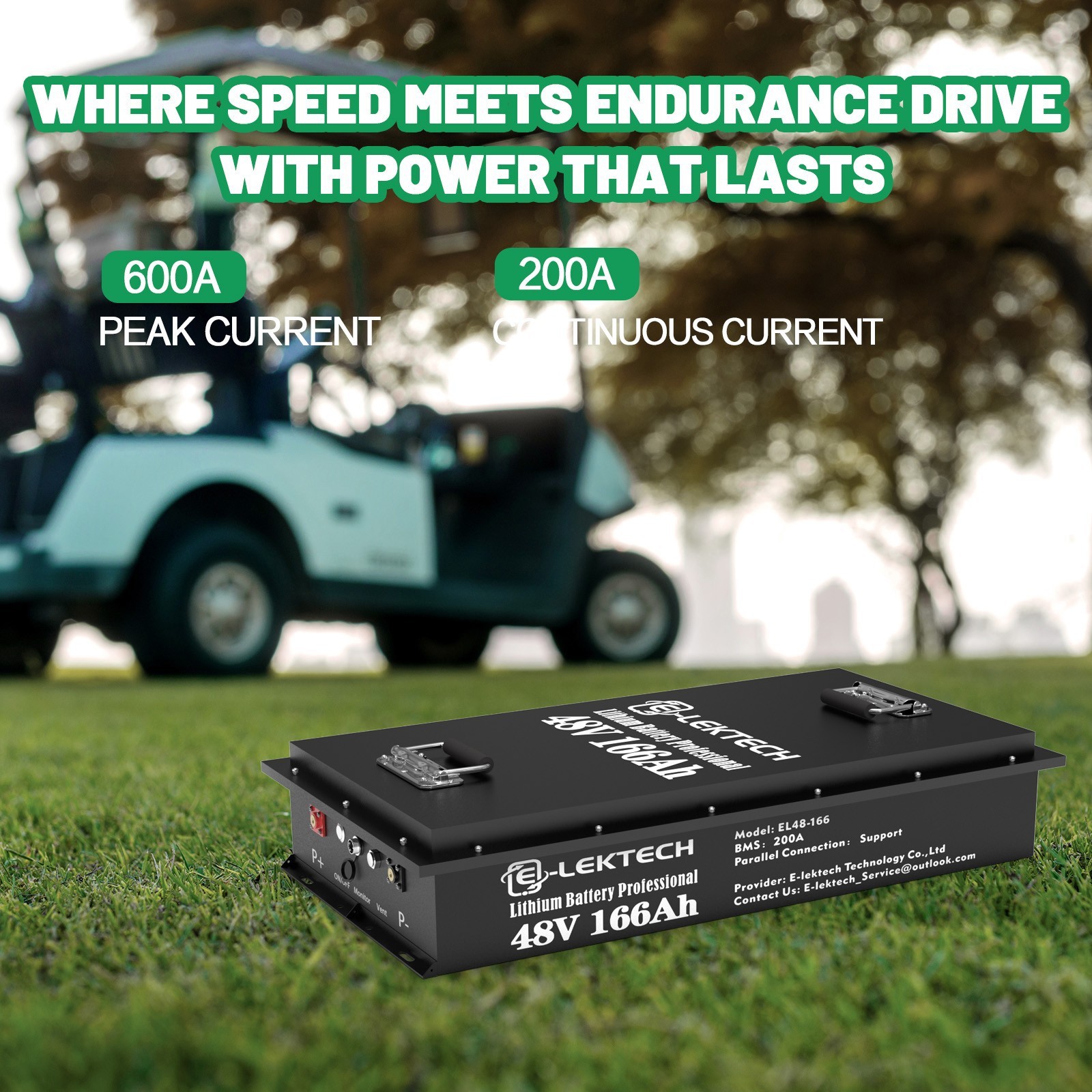 48V 166Ah LiFePO4 Lithium Golf Cart Battery 200A bms 15A Charger Off-grid Solar