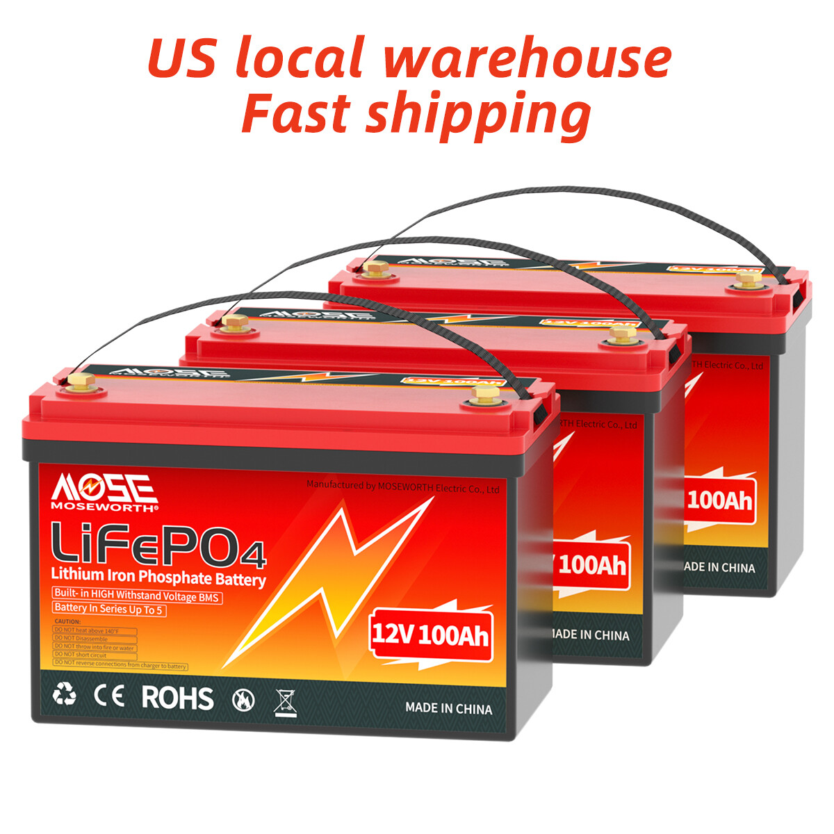 1/2/3 Pack 12V 100Ah LiFePO4 Lithium Battery Deep Cycle BMS for RV Solar Marine