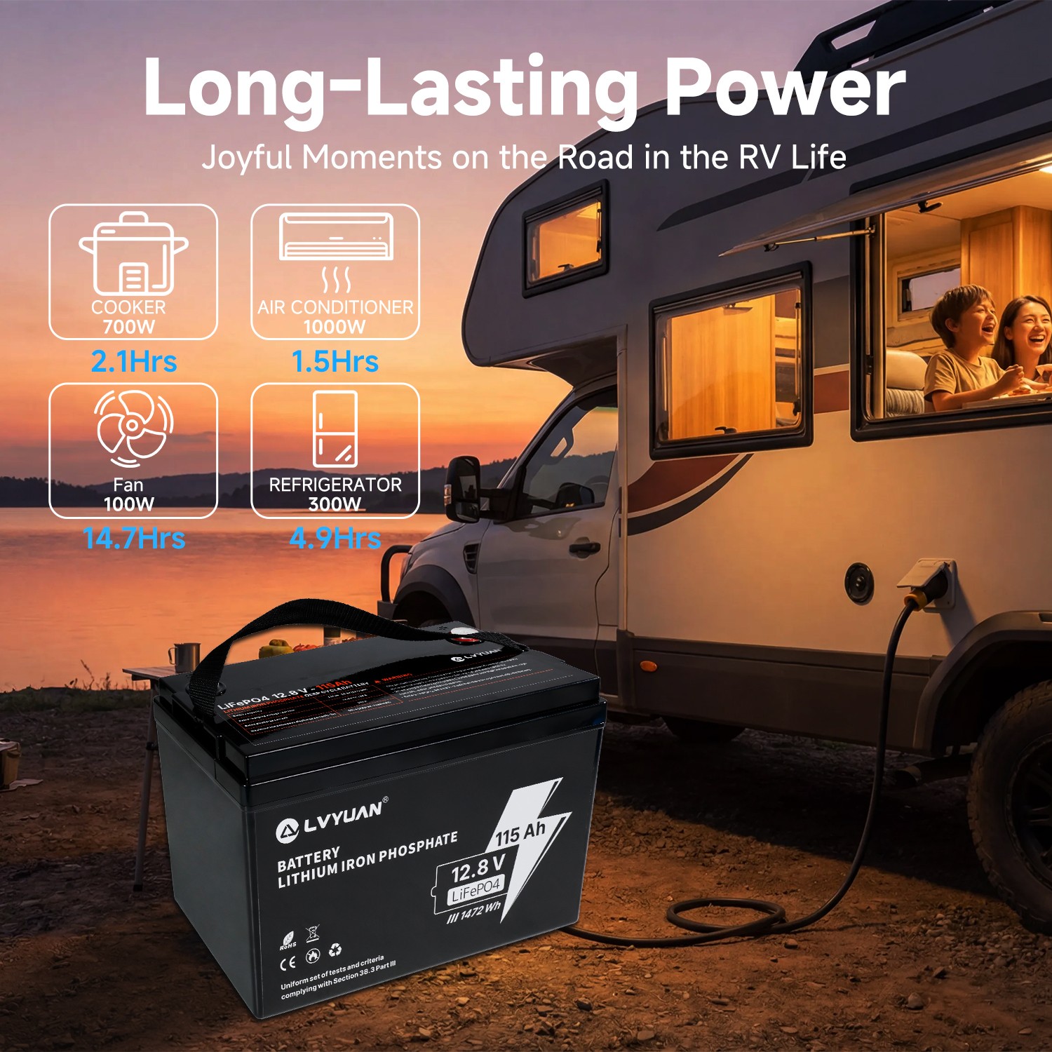 12V 100Ah 150Ah LiFePO4 Battery Deep Cycle 4000+ Cycles BMS for Marine Off Grid