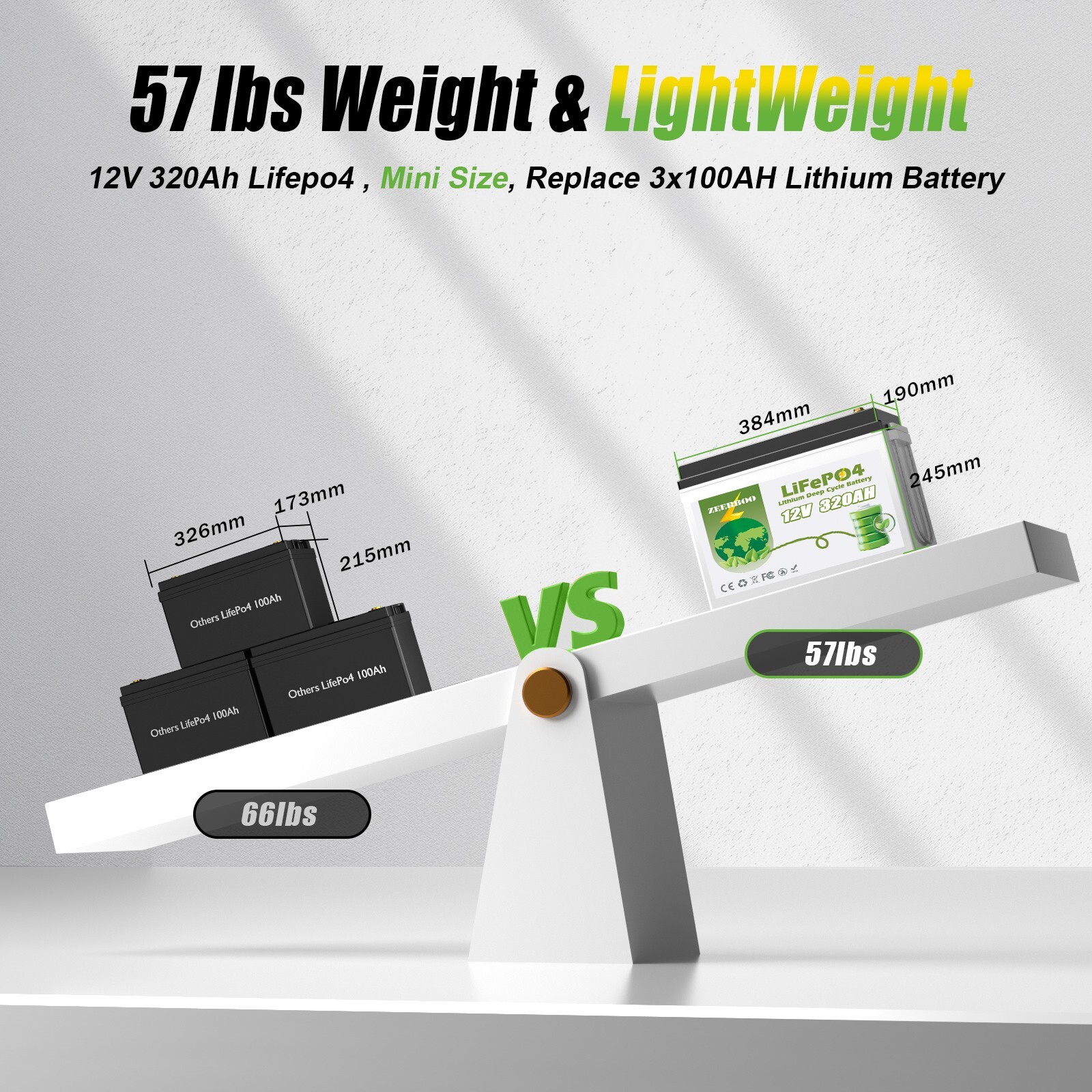 12V 320Ah LiFePO4 Lithium Battery with Bluetooth for Marine RV Off-grid Solar