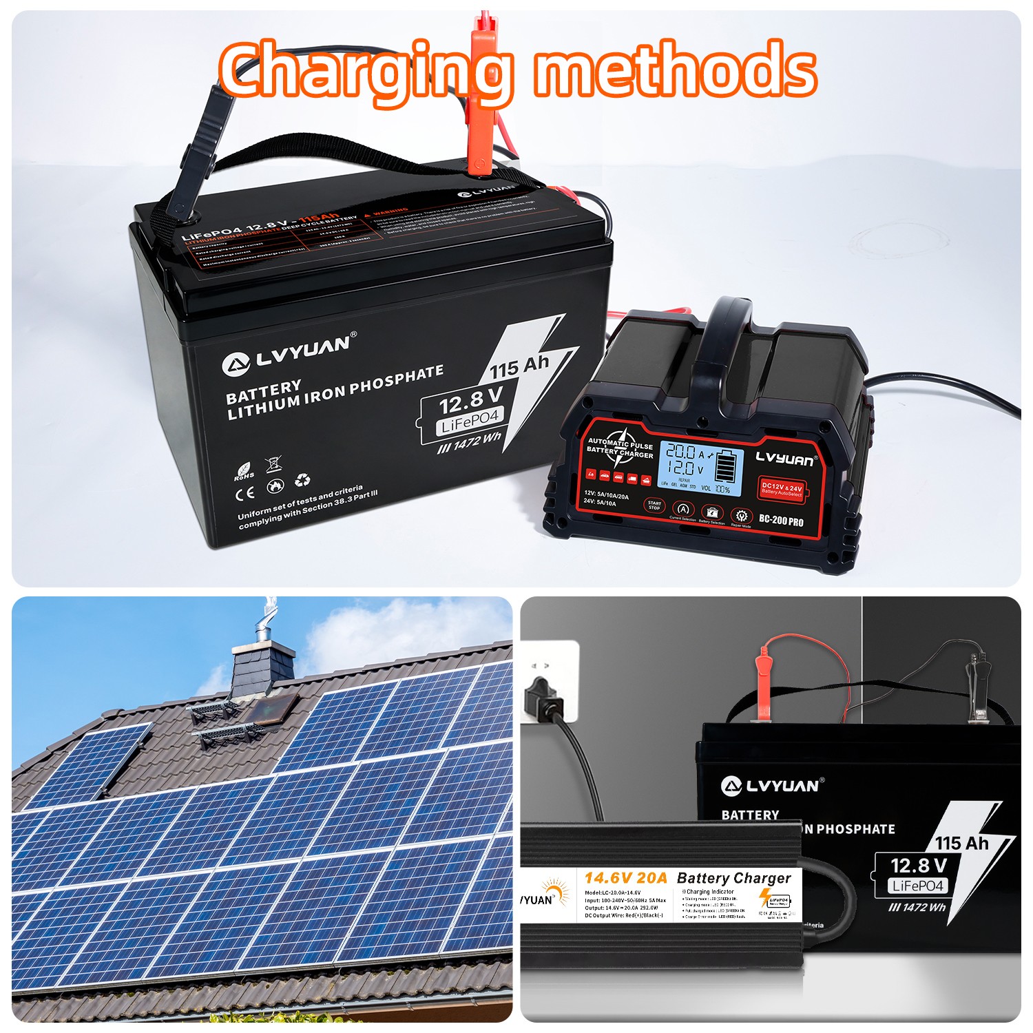 12.8V Lithium LiFePO4 Battery 115AH 1472WH 4000+ Deep Cycle For RV/Marine/Solar