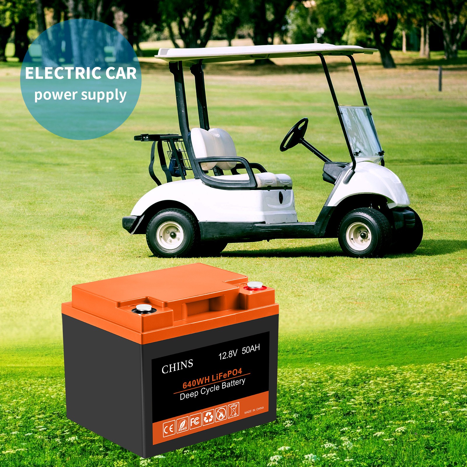 CHINS 12V 50Ah LiFePO4 Battery, with 50A BMS, for Home Energy Storage etc(Used)