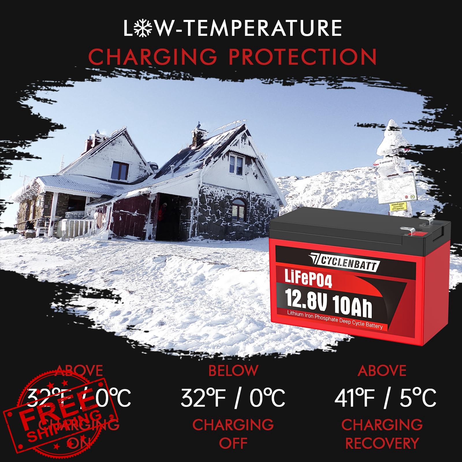 CYCLENBATT 2 Pack 12V 10Ah LiFePO4 Lithium Battery