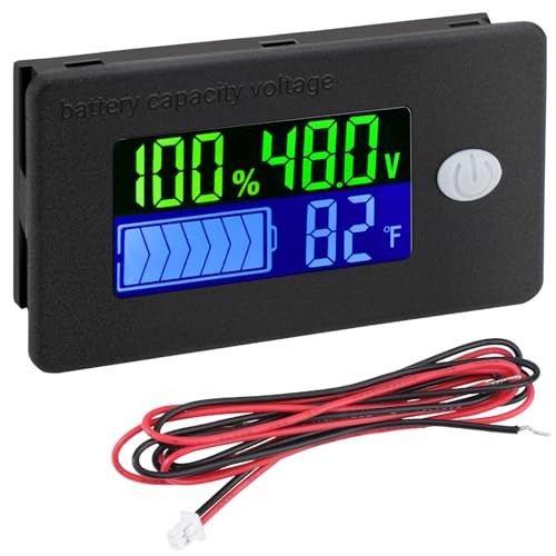 48v Golf Cart Battery Meter – LCD Display Lithium Battery Monitor 10 48V Black