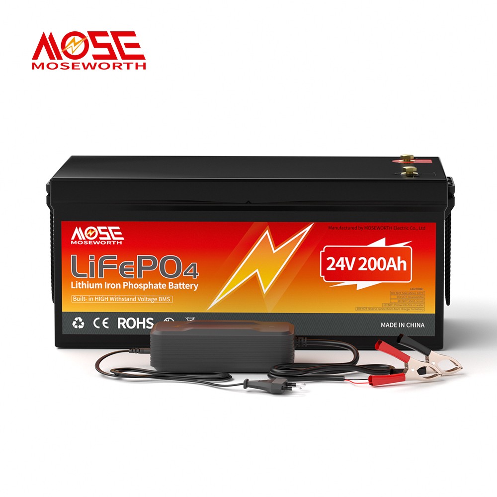 24V 200Ah LiFePO4 Lithium Battery 200A BMS 20000+Cycle Solar Marine With Charger