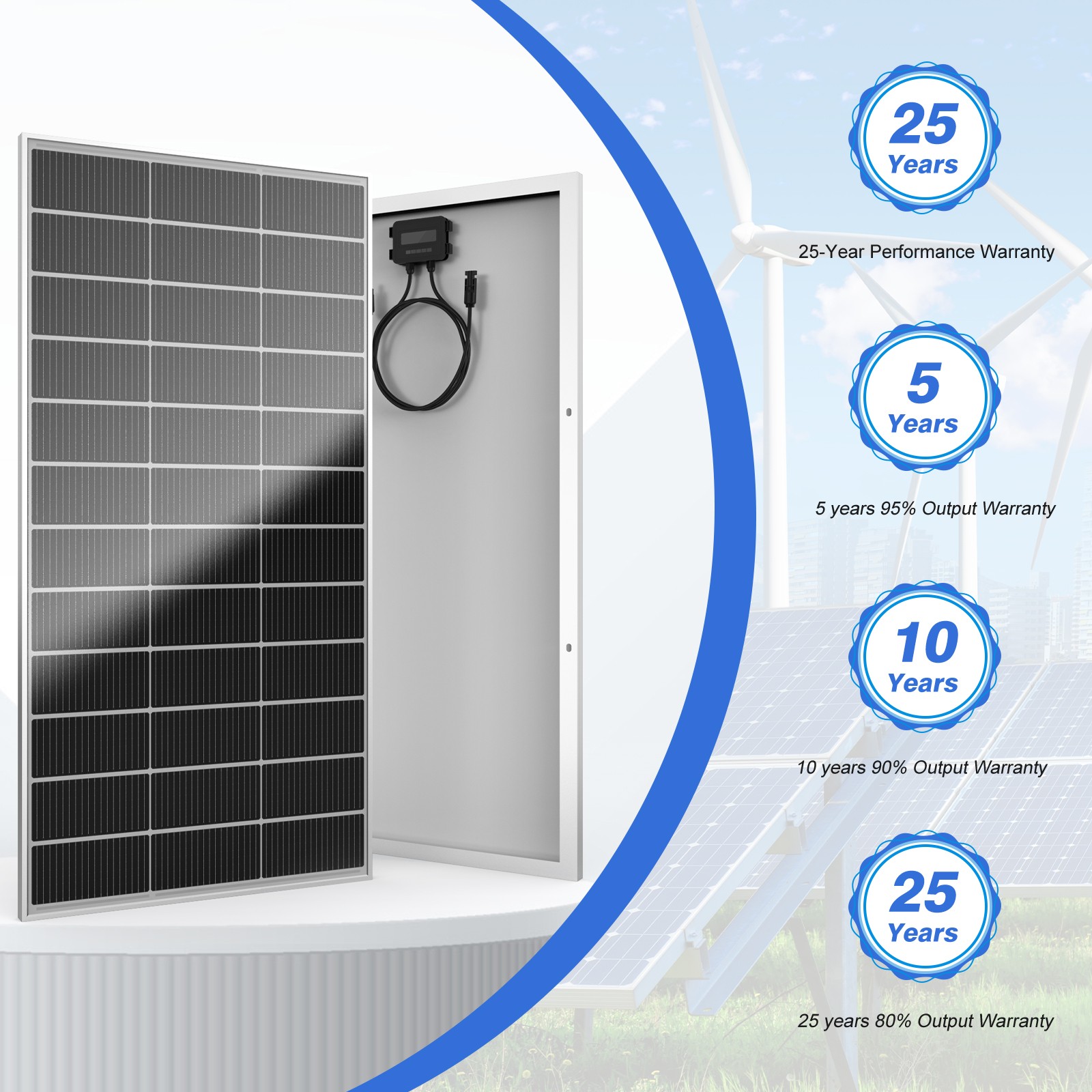 200W white solar panel, 18BB , 25.5% efficient photovoltaic module