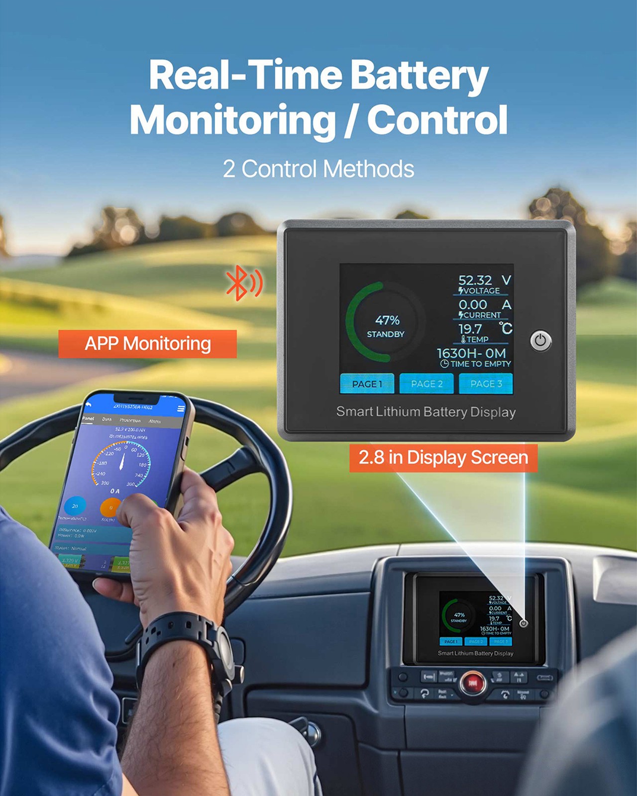 VEVOR 48V 105Ah Golf Cart Lithium Battery with 20A Charger and Touch Monitor