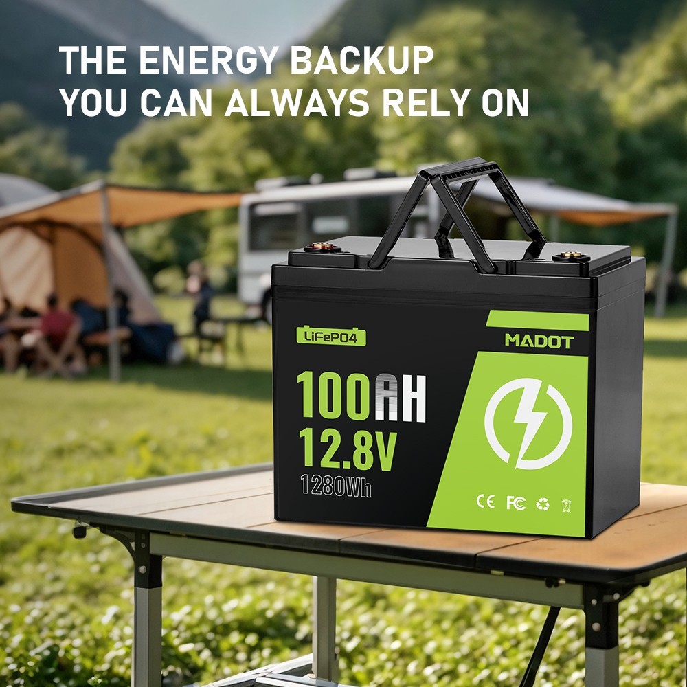 12V 100AH LiFePO4 Lithium Battery Deep Cycle BMS for Solar Panel RV Off-grid