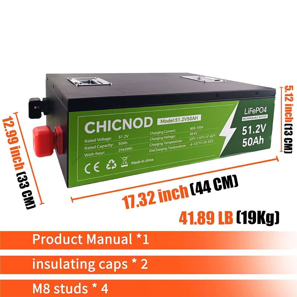 50Ah/100Ah 48V LiFePO4 Lithium Battery Built-in BMS Deep Cycle For RV Golf Cart