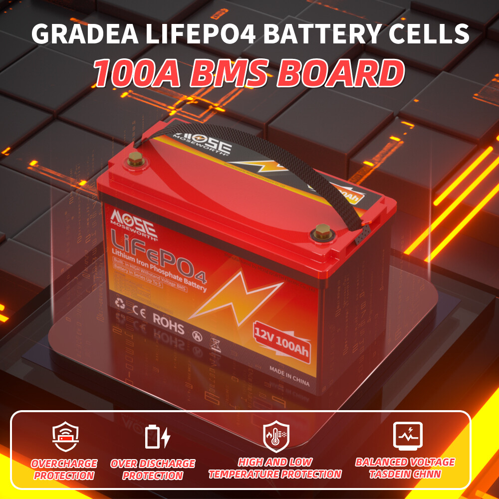 1/2/3 Pack 12V 100Ah LiFePO4 Lithium Battery 15000+Cycle BMS for RV Solar Marine