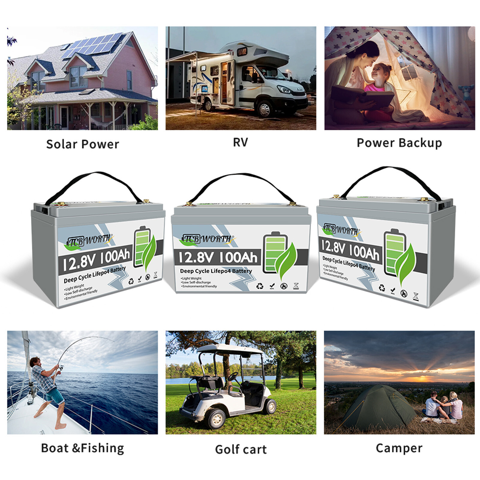 12V 100Ah LiFePO4 Lithium Battery Group 31 BMS Deep Cycle For RV Solar Off-grid