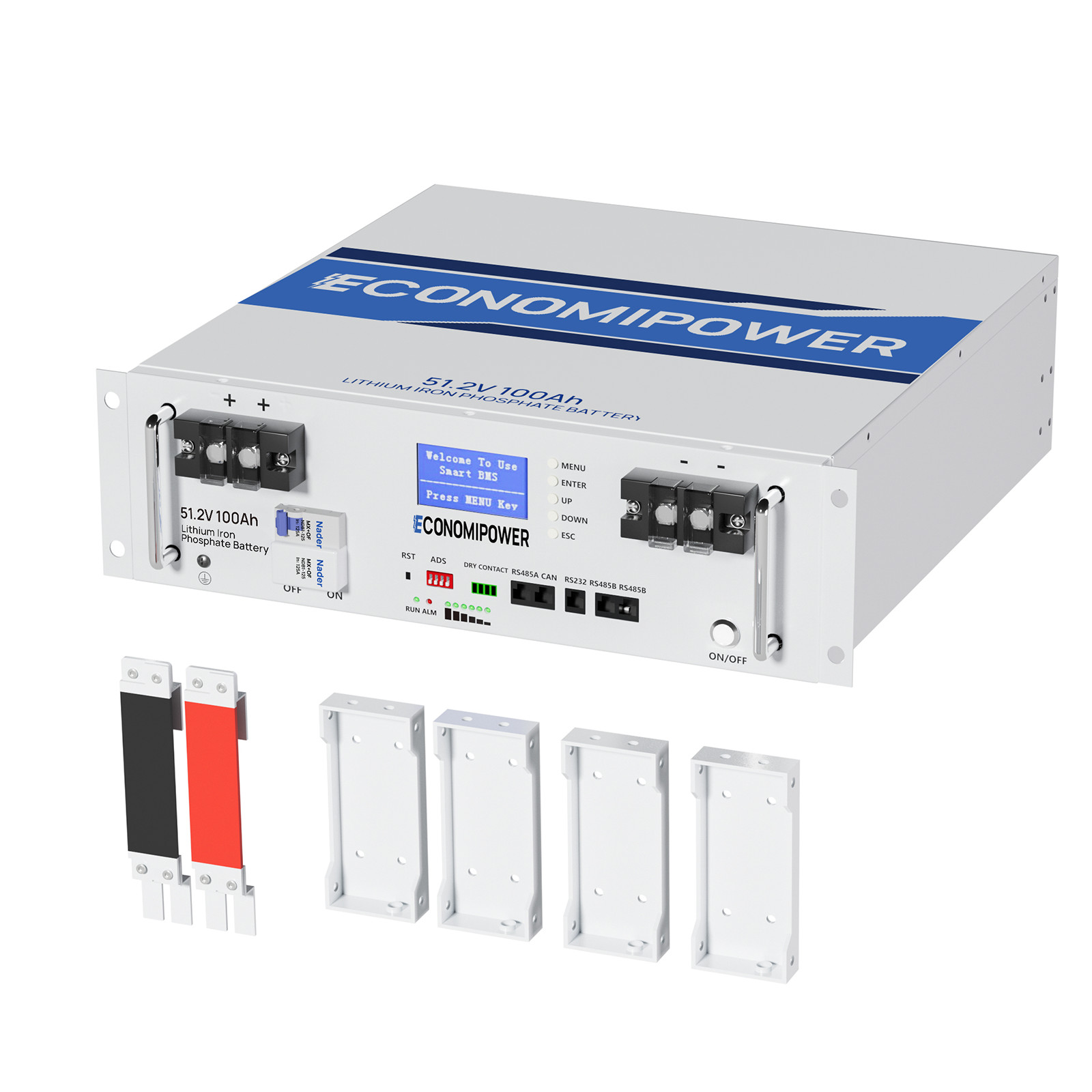 48V LiFePO4 Battery 100Ah/300Ah, Deep Cycle BMS, Home Solar Storage Server Rack