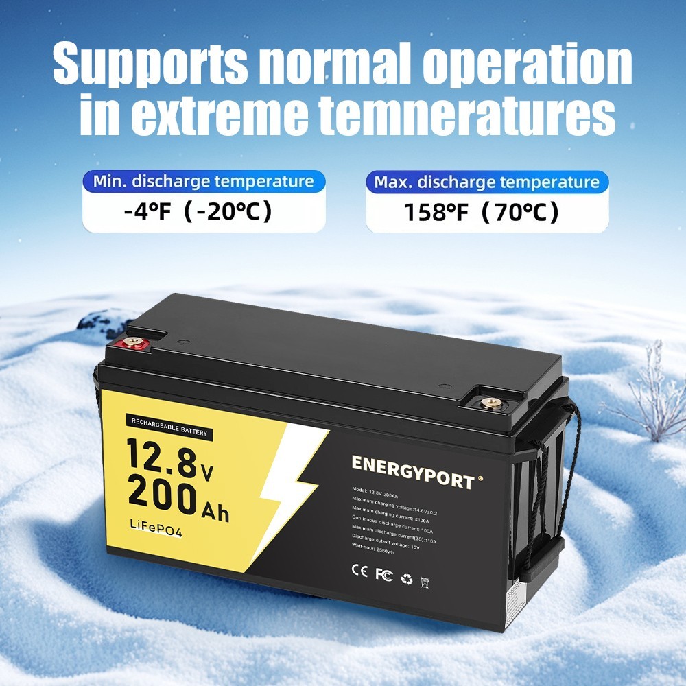 12V 200AH 2560Wh LiFePO4 Lithium Battery BMS Deep Cycle For Home RV Solar Panel