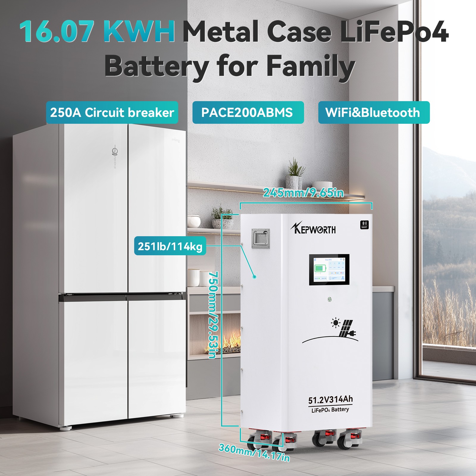 7X 48V 314Ah 16kWh Lithium Battery LiFePO4 Bluetooth 200A BMS RV Solar Off-grid
