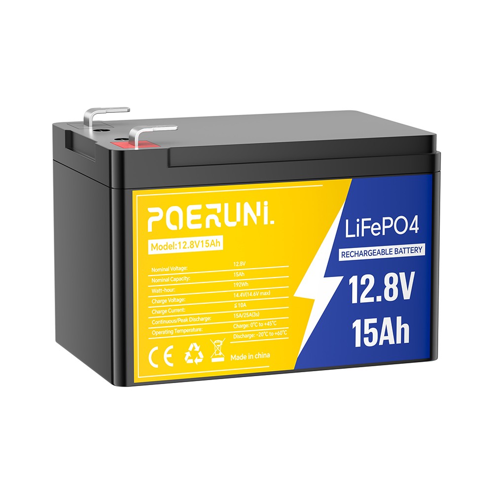 12V 15Ah Cycle LiFePO4 Battery Lithium 2000+ Deep Cycle 12.8V BMS For RV Solar