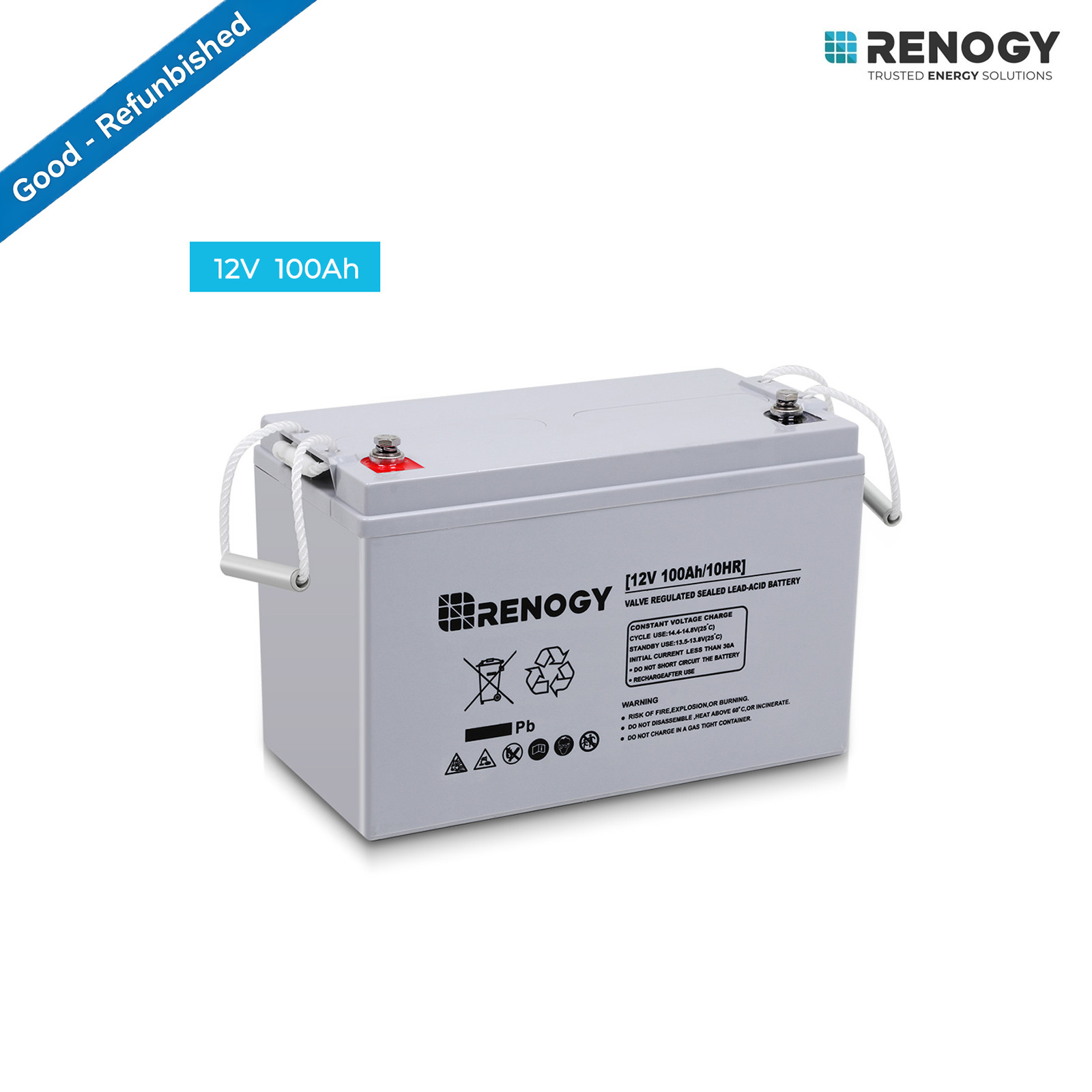 Renogy Deep Cycle AGM 12V 100Ah Battery For RV Camping Cabin Good Refurbished