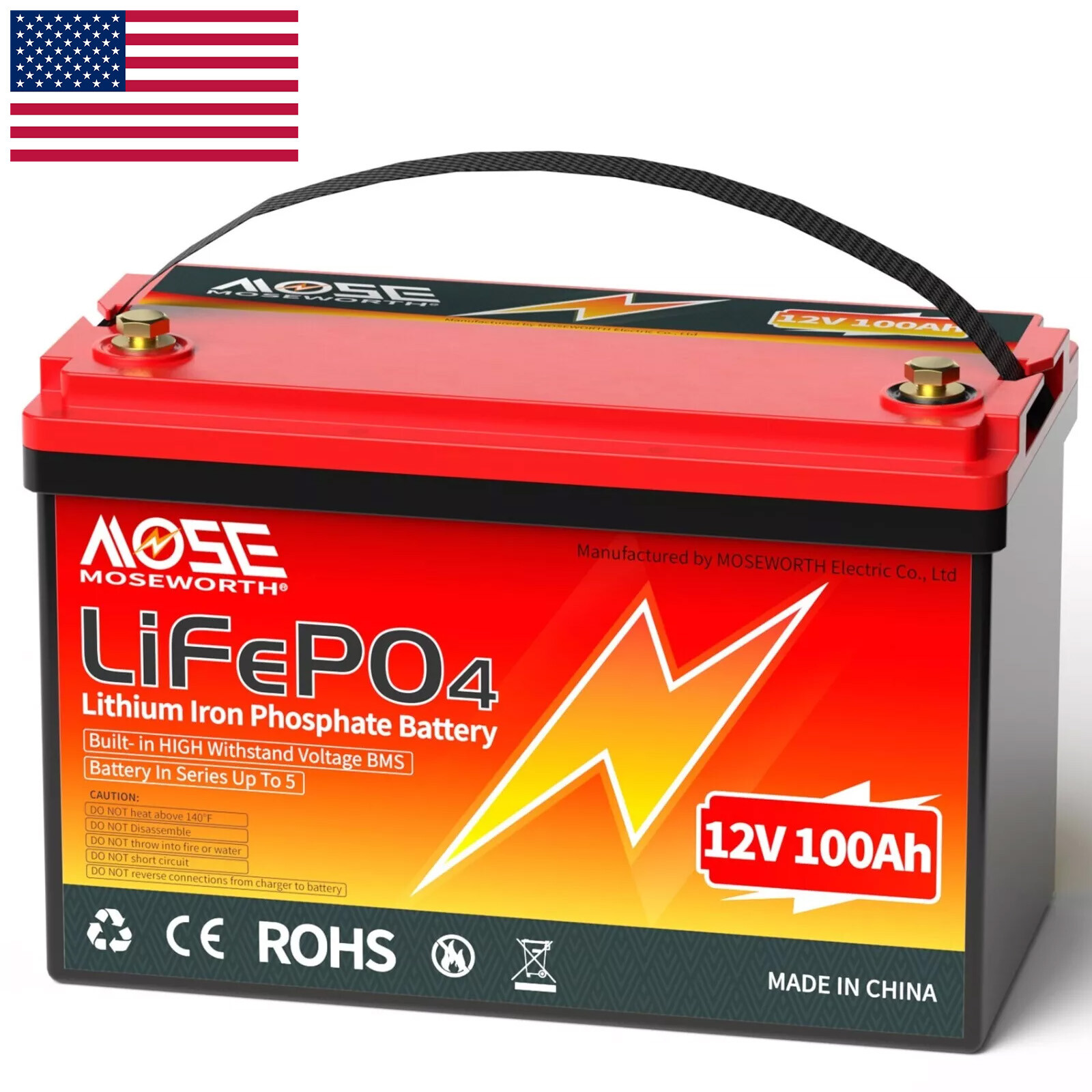 12V 100Ah LiFePO4 Lithium Battery BMS for Solar RV Off-grid Trolling Motor Boat