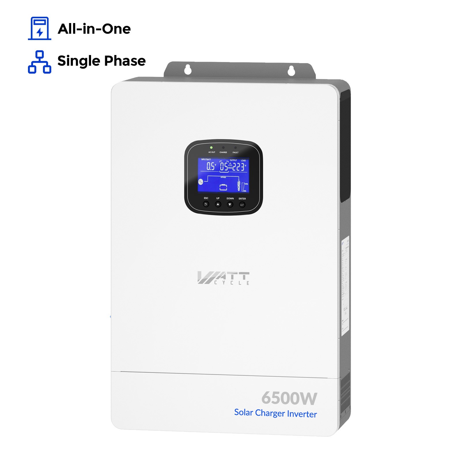 WattCycle 48V 6.5KW Solar Inverter All-in-One Dual MPPT 9000W UPS 10ms Backup