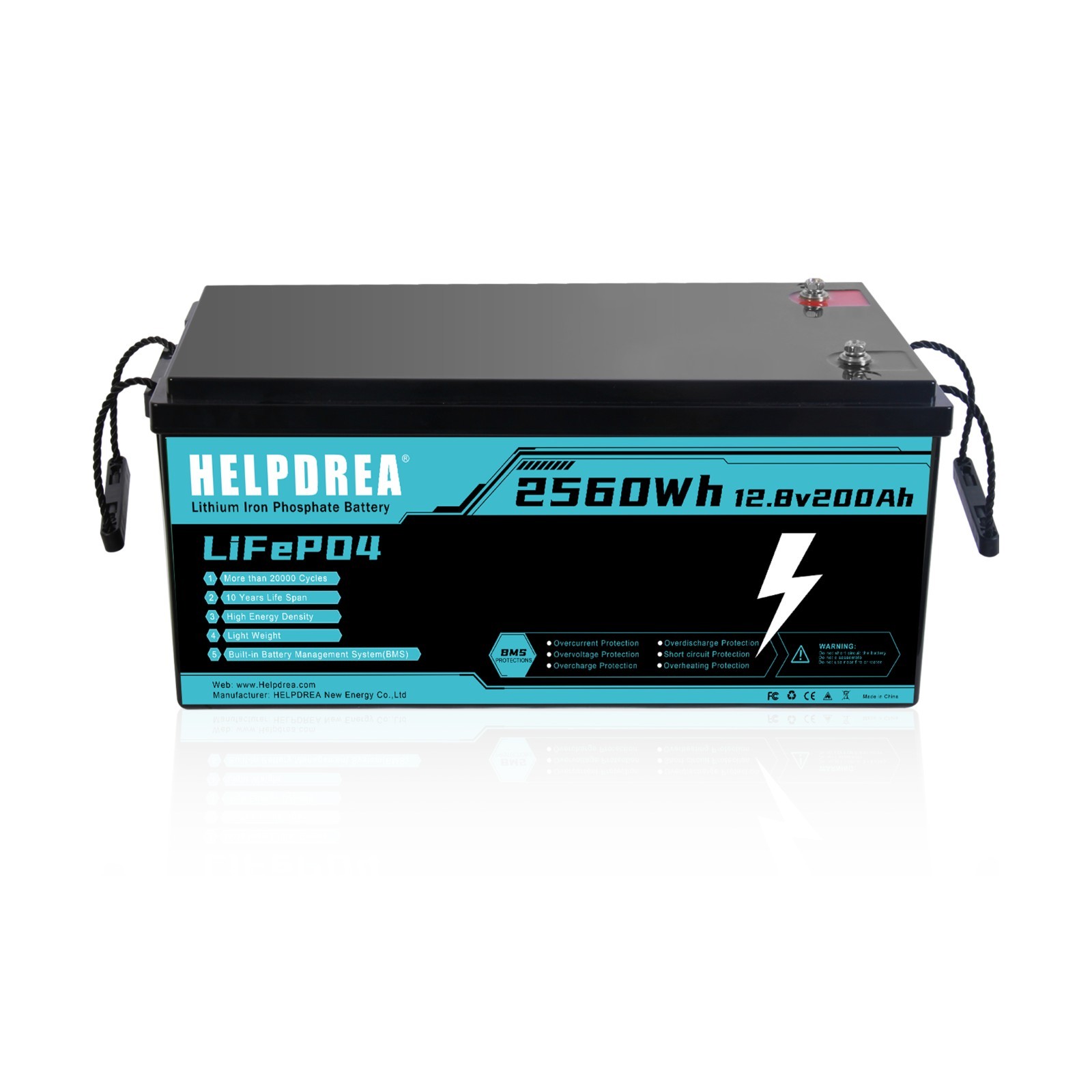 LiFePO4 Lithium Battery 12V 200Ah Deep Cycle for RV Solar Marine Yacht Off-grid