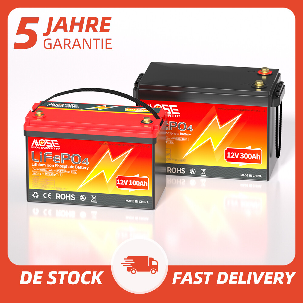 12V 100Ah 200Ah 300Ah LiFePO4 Lithium Battery 15000+Deep Cycle BMS Solar Marine