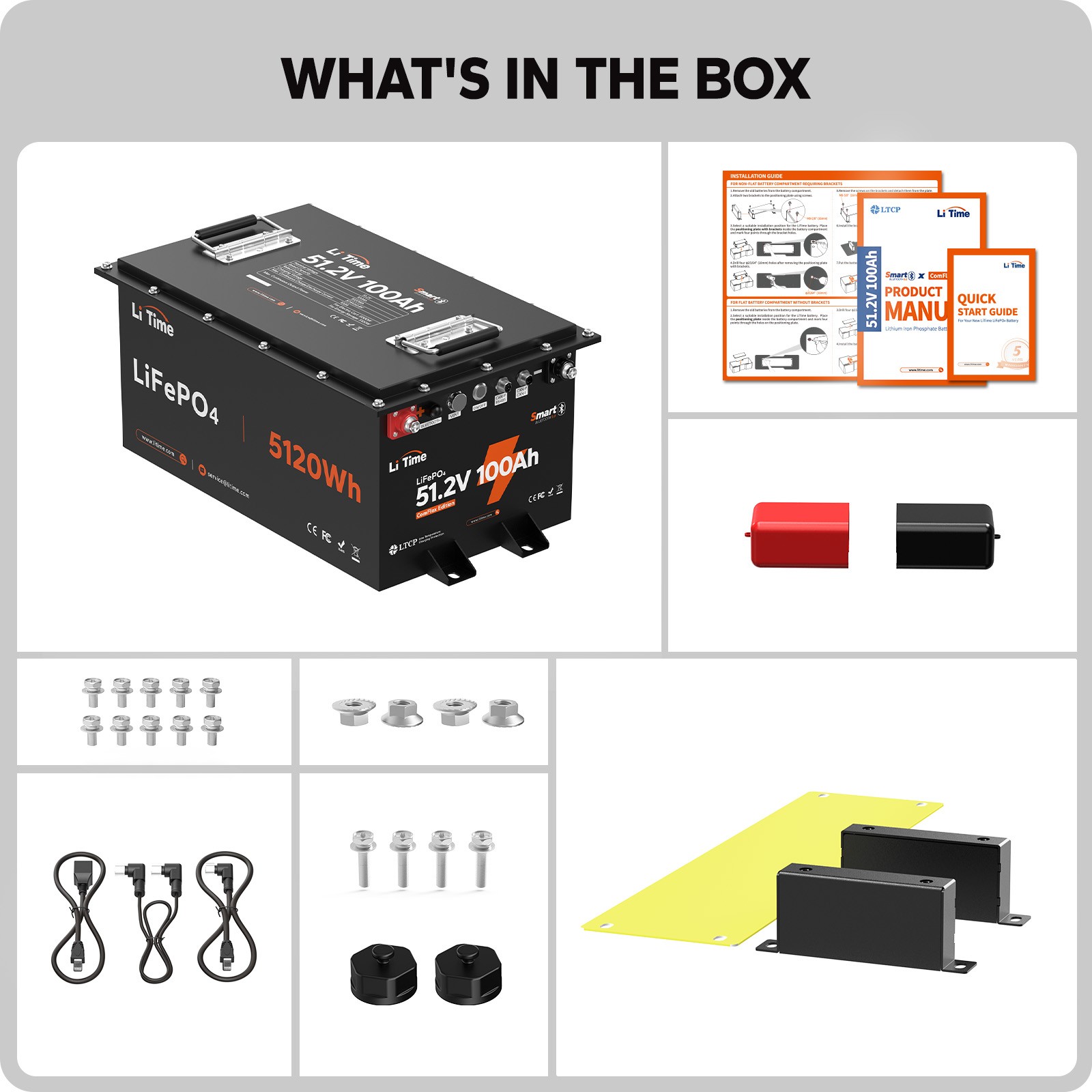LiTime 48V 100Ah Bluetooth Golf Cart Lithium Battery with Real-Time Monitoring