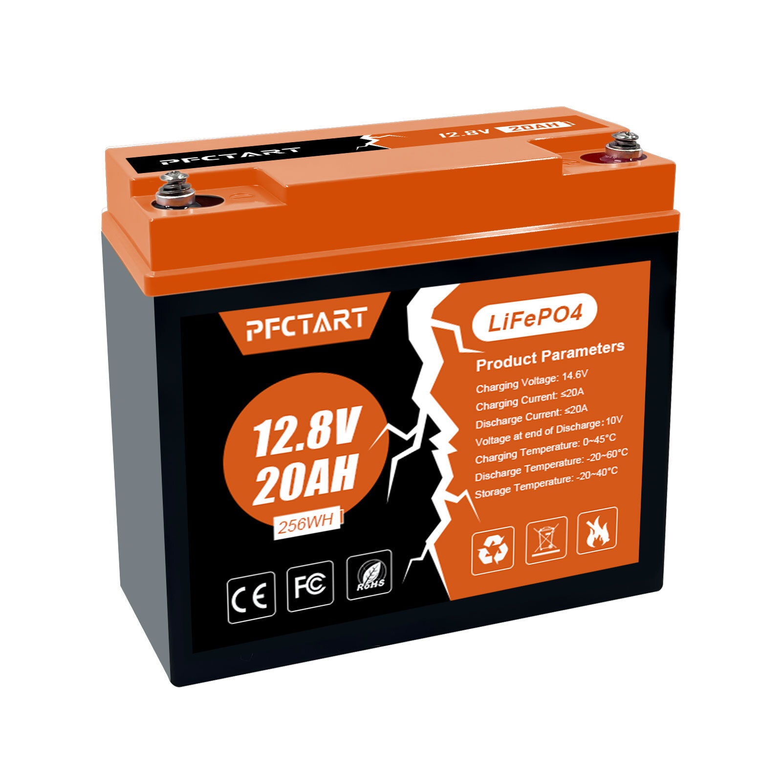 PFCTART 12V 20AH 24AH 30AH 50AH Lithium Battery LiFePO4 Home RV Camping Fishing