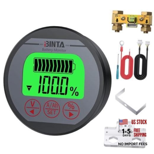 Battery Monitor with Shunt 8-120V Voltmeter Ammeter, Voltage Current 0-500A