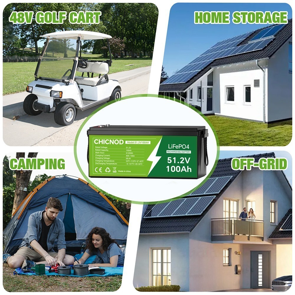 NEW 51.2V 100Ah LiFePO4 Lithium Battery Bluetooth BMS For Solar RV Golf Carts