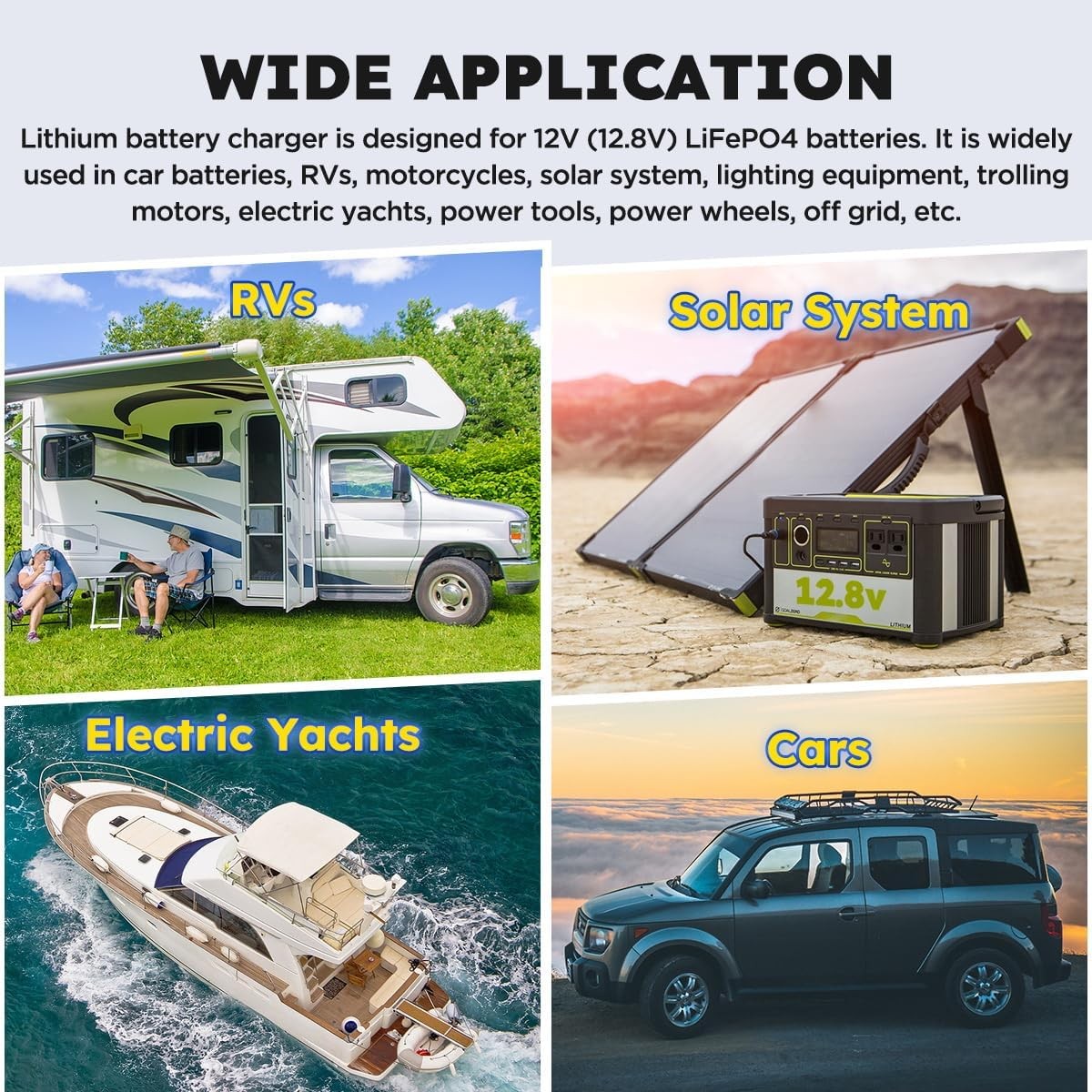 14.6V 40A LiFePO4 Smart Charger w/Temp Control for RV Solar Marine FCC/ETL US