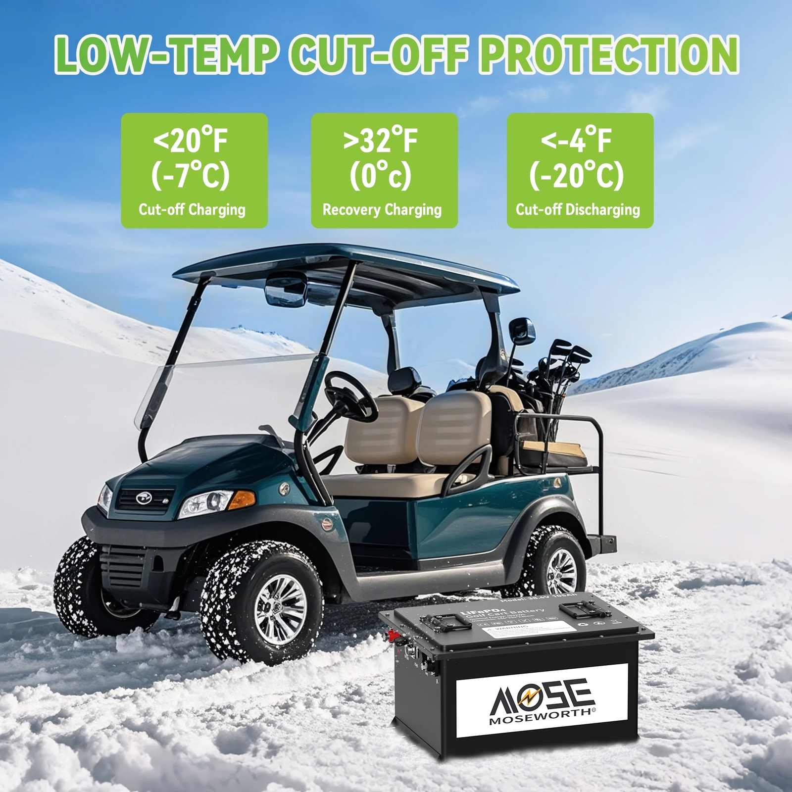 36V 105Ah Battery LiFePO4 Lithium Golf Cart A+Cells 200A BMS+Monitor+20A Charger