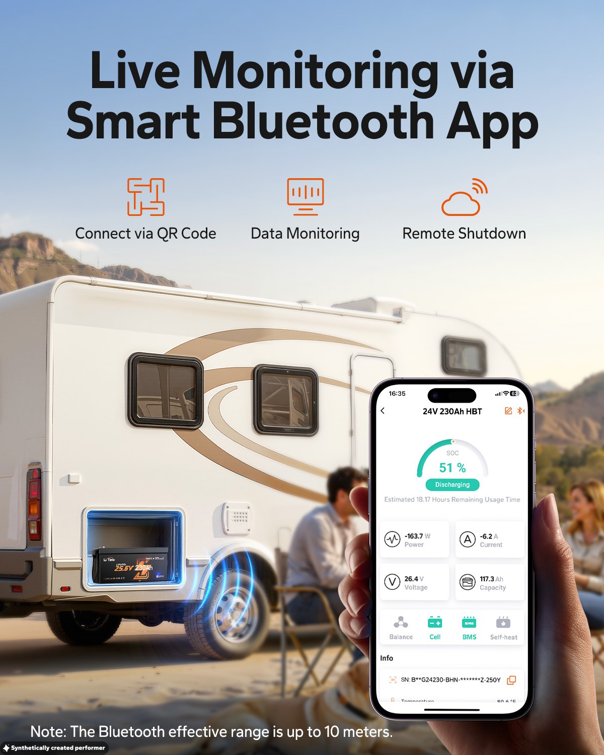 LiTime 24V 230Ah Bluetooth Self Heating Lithium Battery for RV Solar Off-Grid