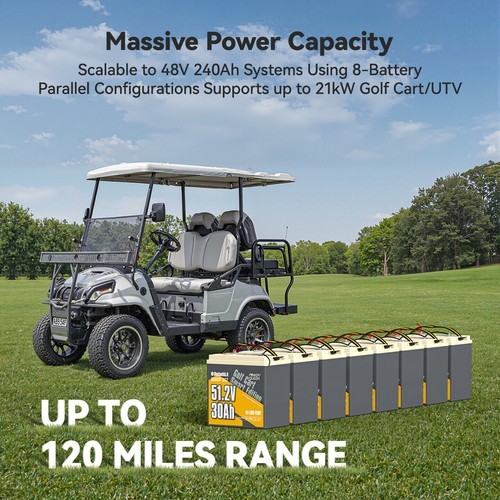 Power Queen 48V 30Ah Bluetooth Low Temp Golf Cart Lithium Battery BMS Deep Cycle