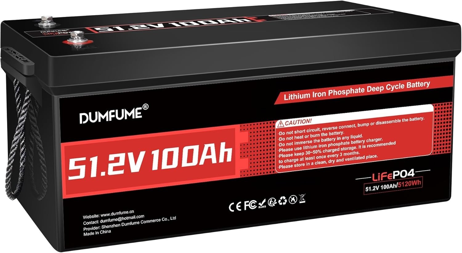 48V 100Ah LiFePO4 Battery with 200A BMS – Ideal for Golf Carts, RVs, and Off-Gri