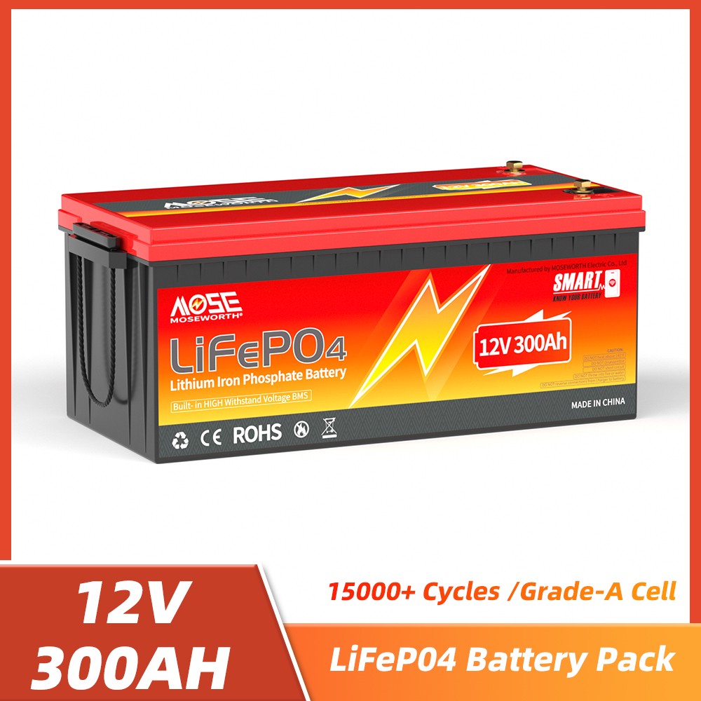 12V 300Ah Bluetooth LiFePO4 Lithium Battery 200A BMS RV Marine Solar Low Temp
