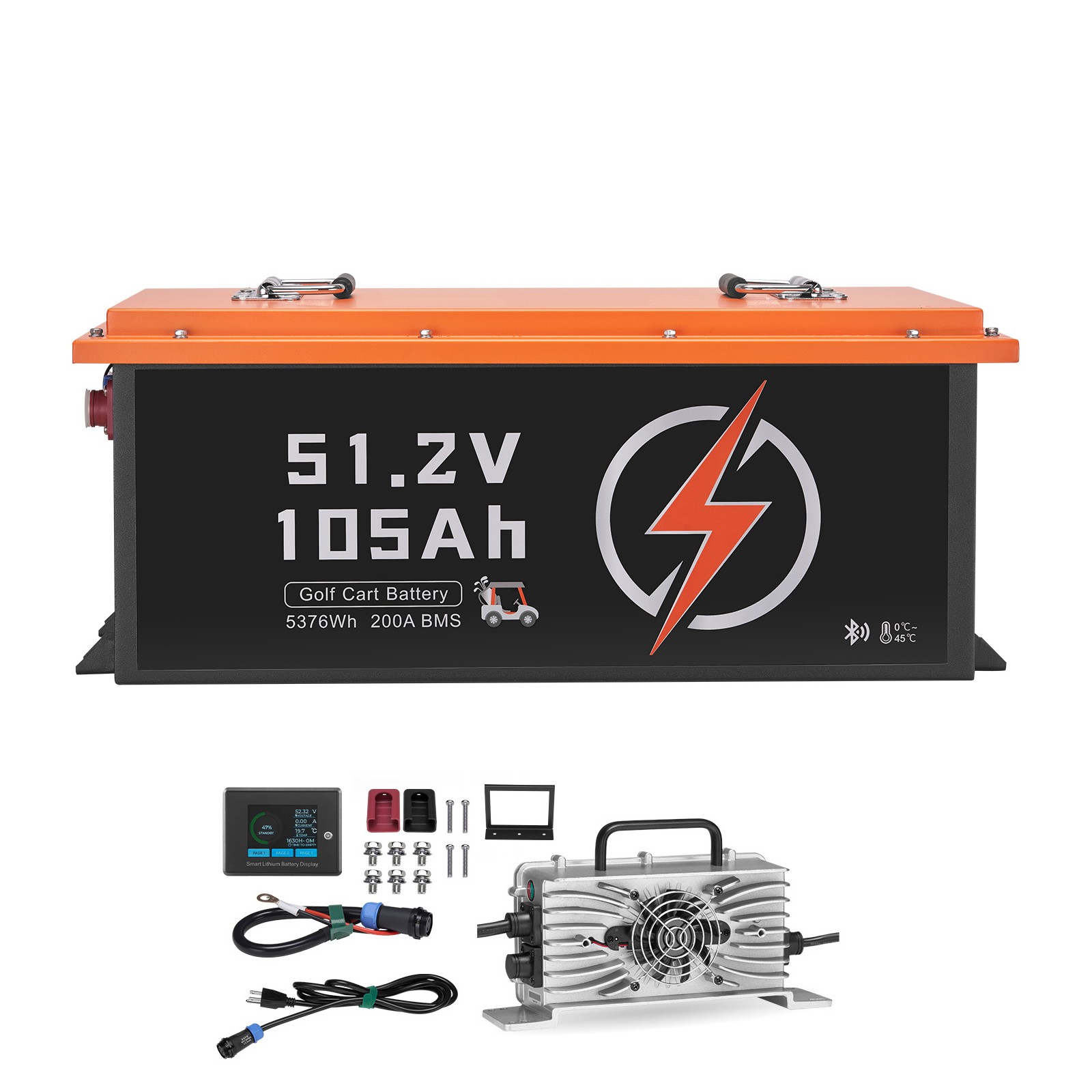 Uimoso 48V 105Ah Golf Cart Lithium Battery with 20A Charger and Touch Monitor