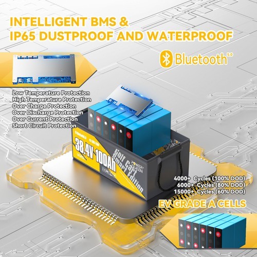 Power Queen 36V 100Ah Bluetooth LiFePO4 Battery BMS For Outboard Trolling Motor