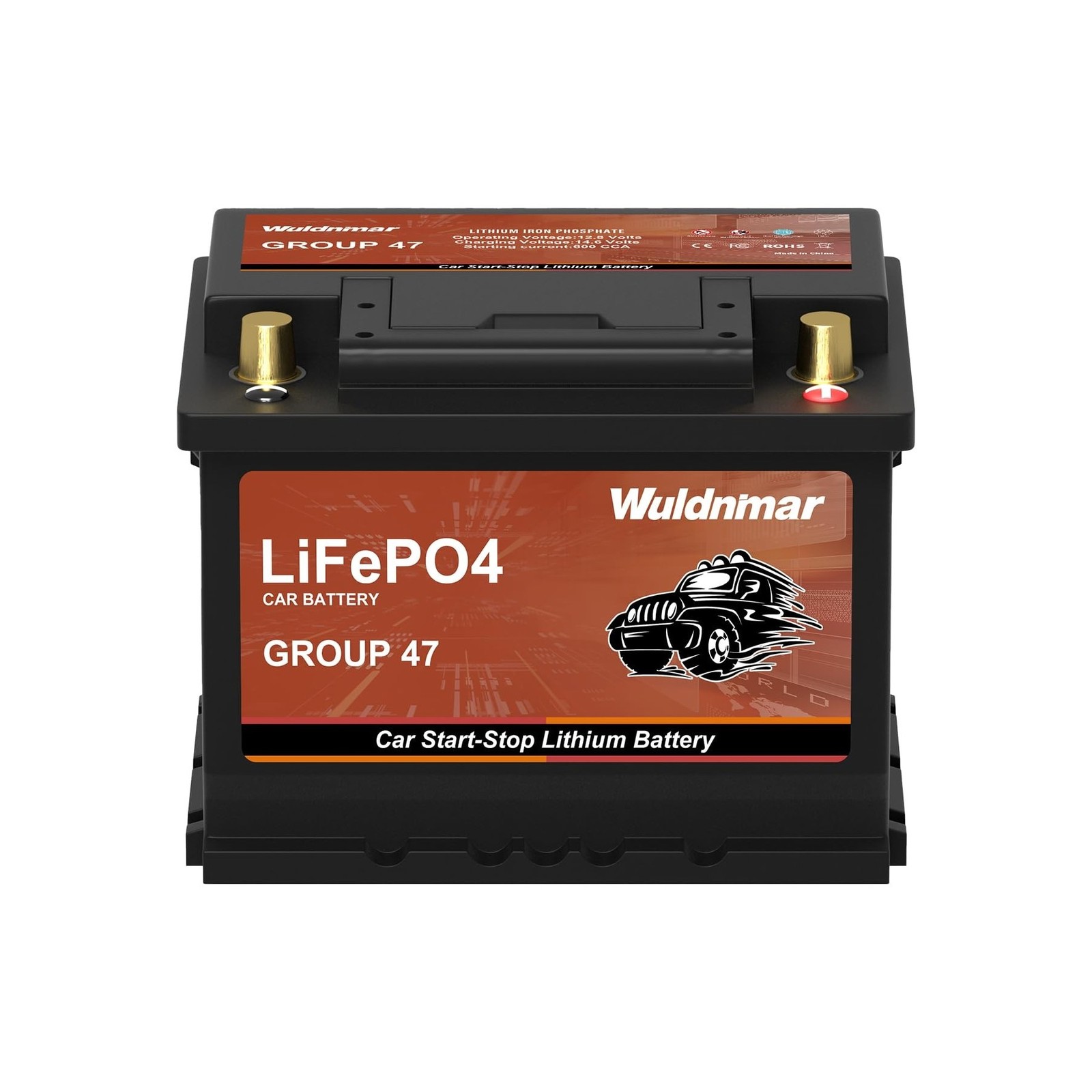 12V BCI Group 47 LiFePO4 Lithium Car Battery 600CCA Lightweight Automotive St…