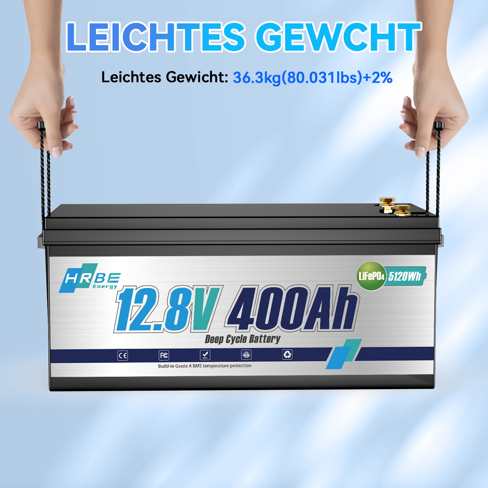 12V 400Ah LiFePO4 Lithium Battery 5120Wh 200A BMS RV Boat Off-grid-refurbished