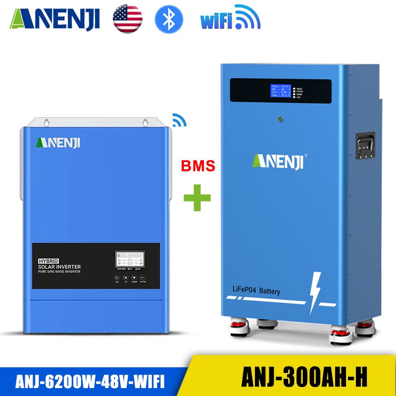 51.2V 314Ah LiFePO4 Lithium Battery 16KWh + 6.2KW 48V Solar Inverter 230Vac WIFI