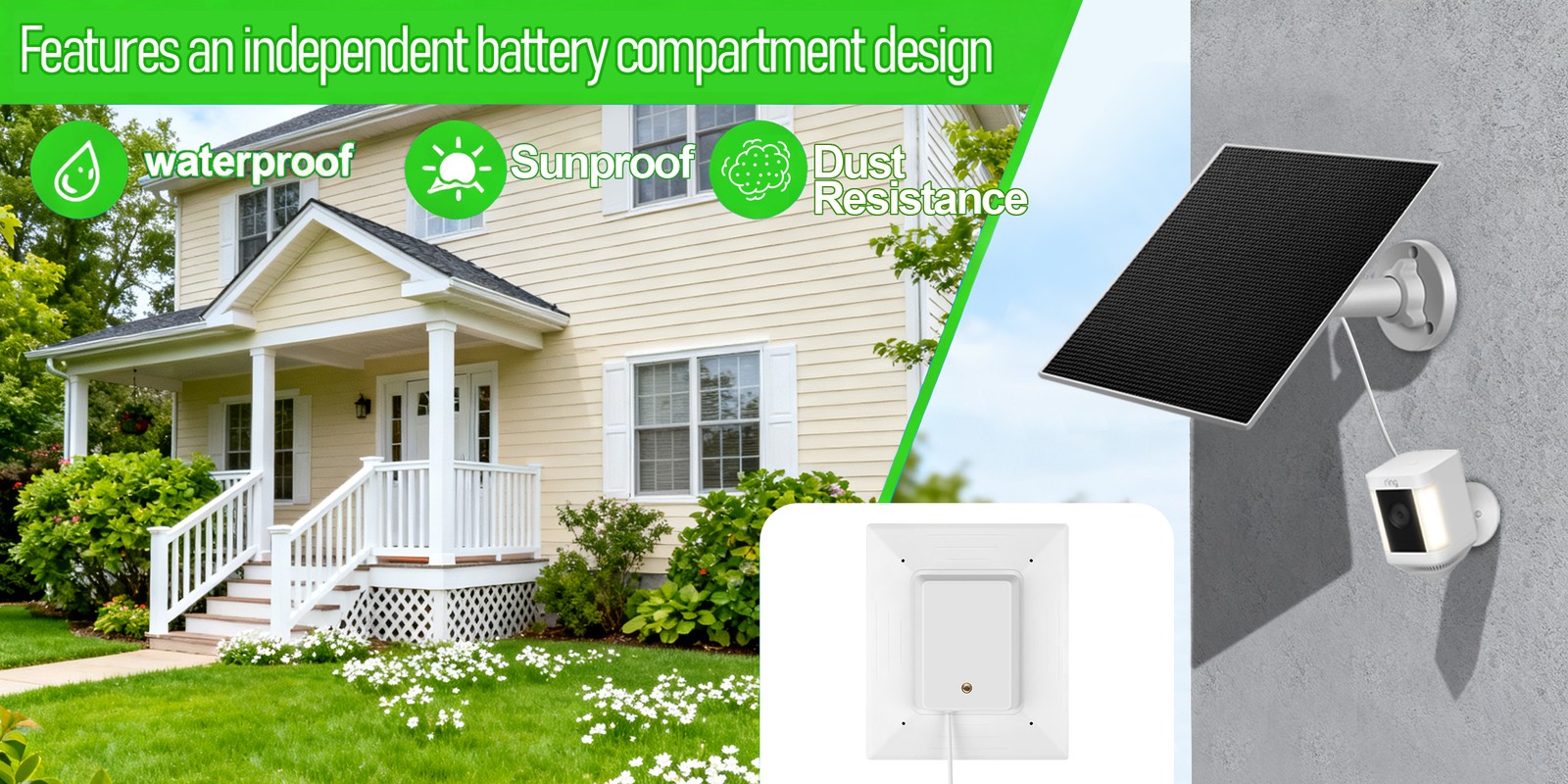 3W Solar Panel For Ring Cameras Weather Resistant Easy Install