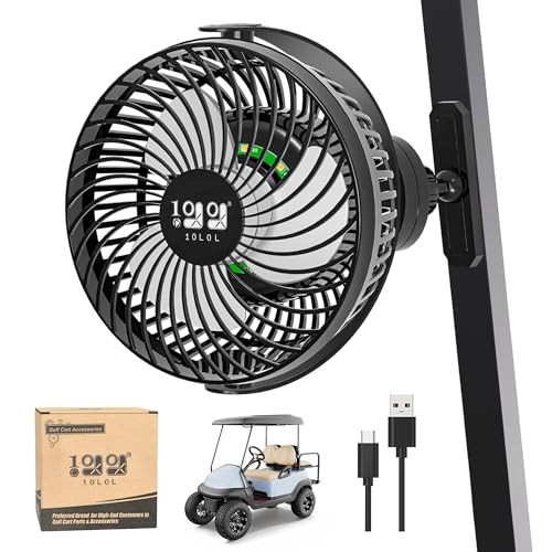 10L0L USB Golf Cart Fan – Magnetic Mount & Secure Black magnetic
