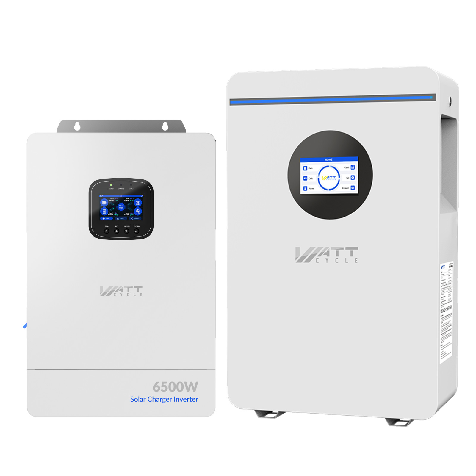 Wattcycle 48V 100Ah LiFePO4 Battery Wall-Mounted + 6500W Solar Hybrid Inverter