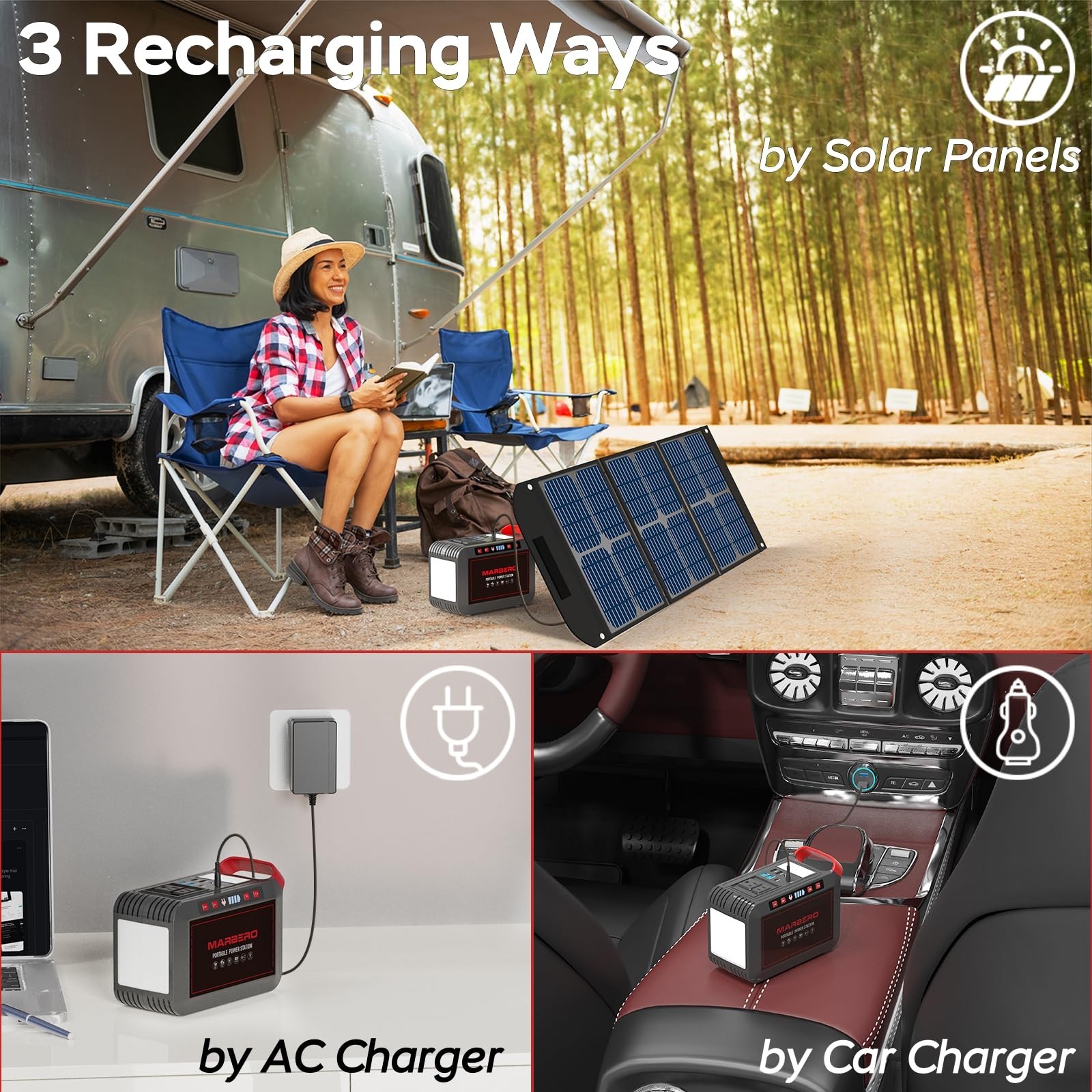 MARBERO 300W 237Wh Portable Power Station Solar Generator Camping Battery Bank