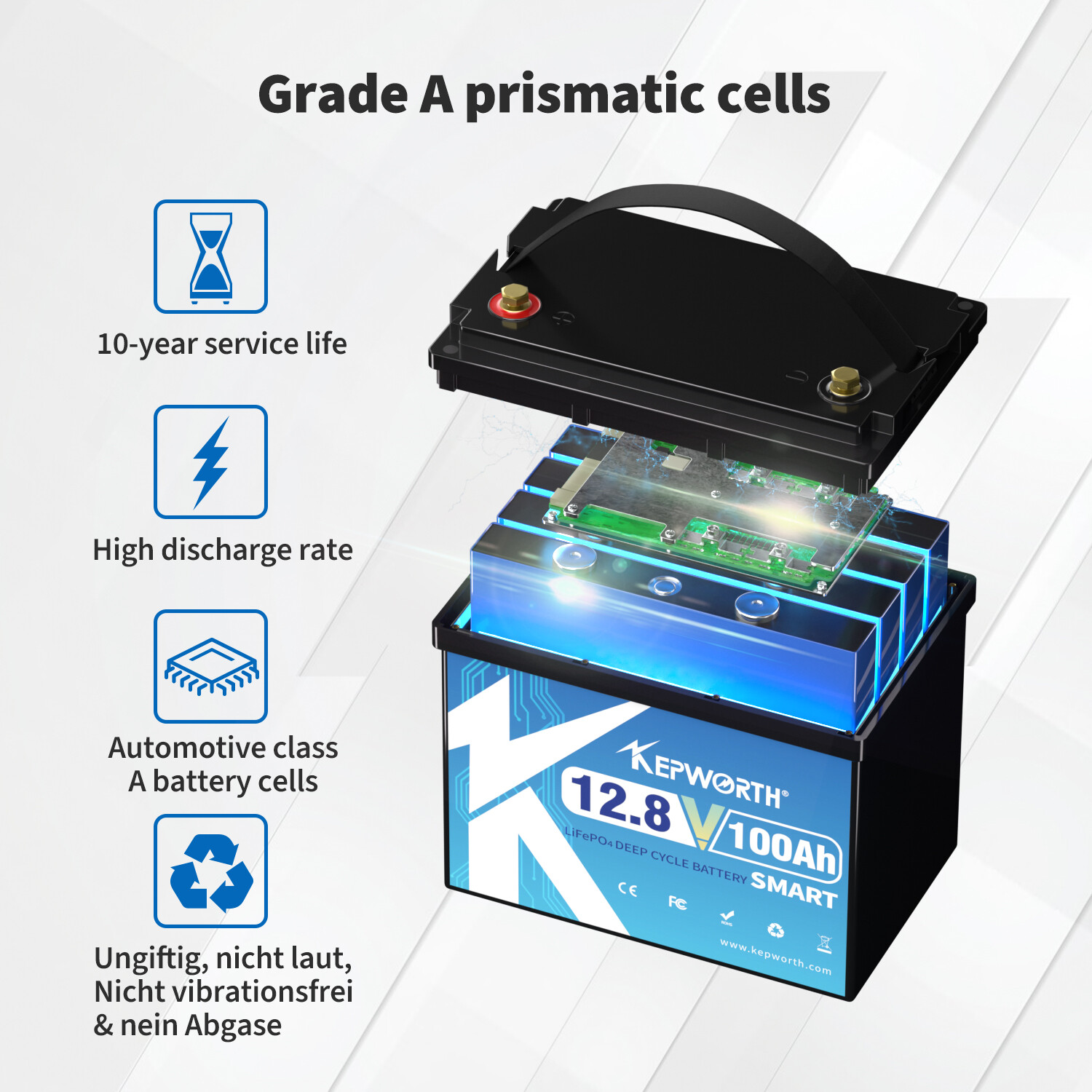 12.8V 100Ah LiFePO4 Battery Bluetooth 100A BMS Trolling Motor Boat Solar Backup