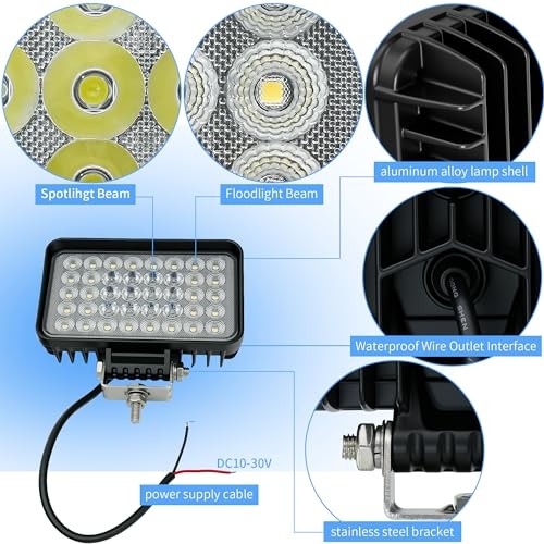 LED Tractor Truck Work Auxiliary Lights 10-30V 2Pcs 6Inch Heavy Combo Beam