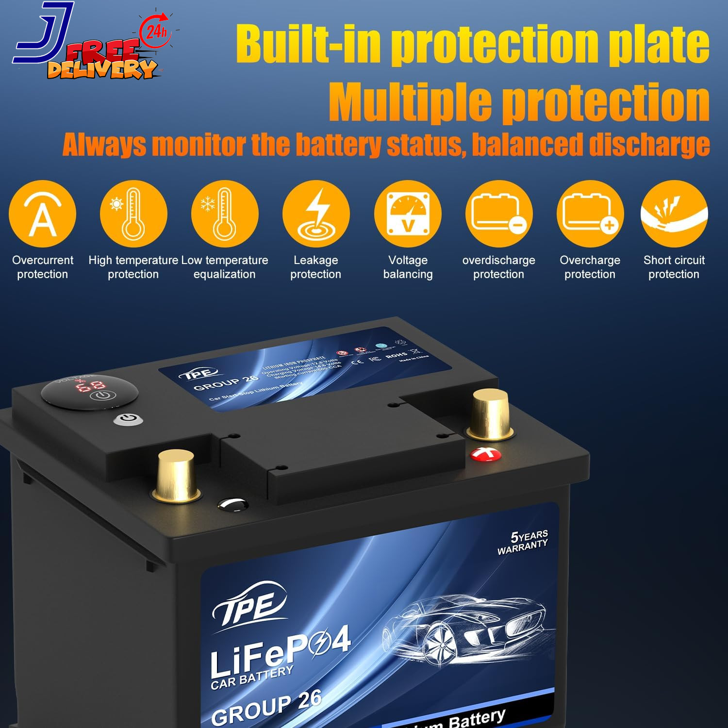 Car Start Stop System BCI Group26 Lifepo4 Lithium-Ion Battery 12.8V 600A Lightwe