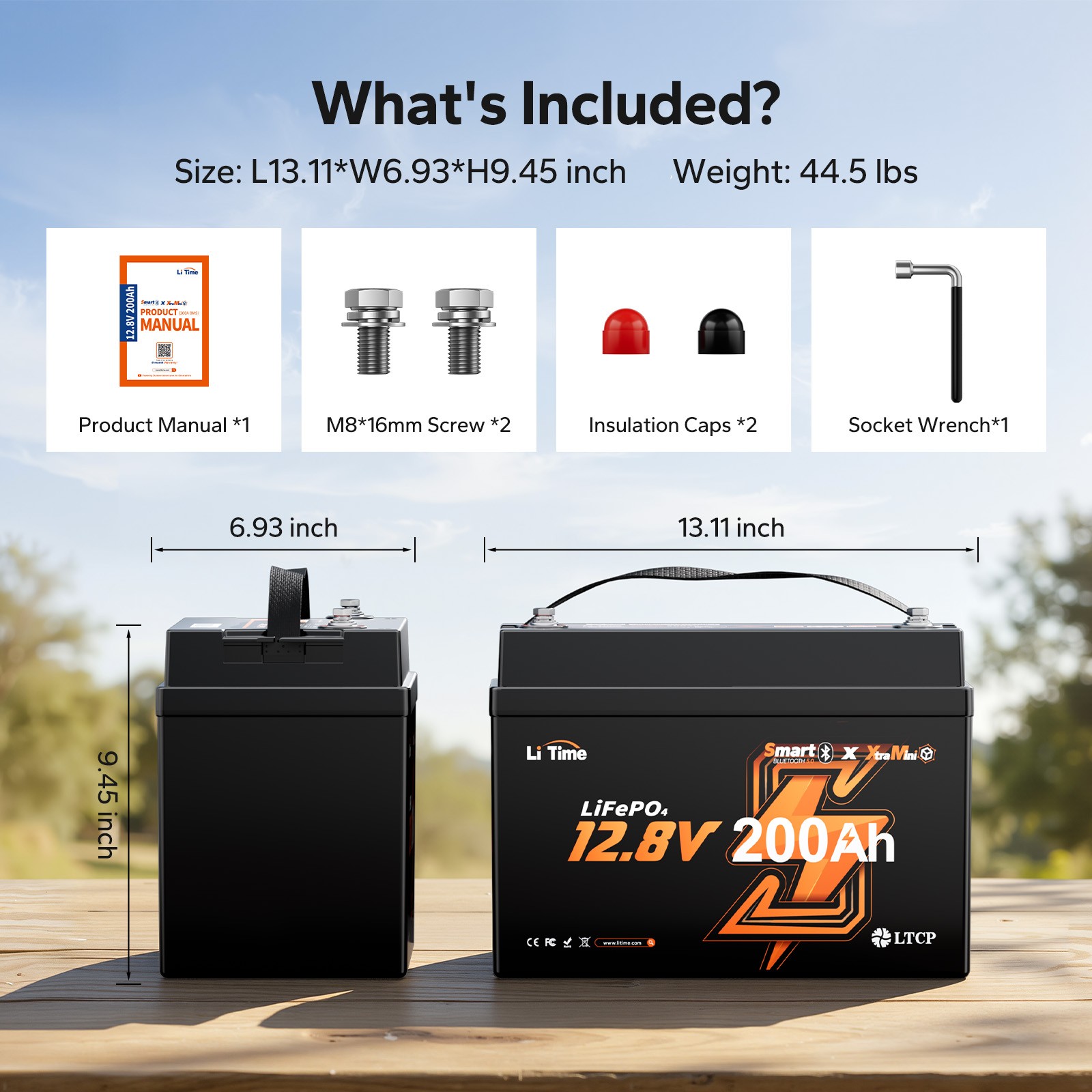LiTime 12V 200Ah Group31 Bluetooth LiFePO4 Lithium Battery 200A BMS for Marine