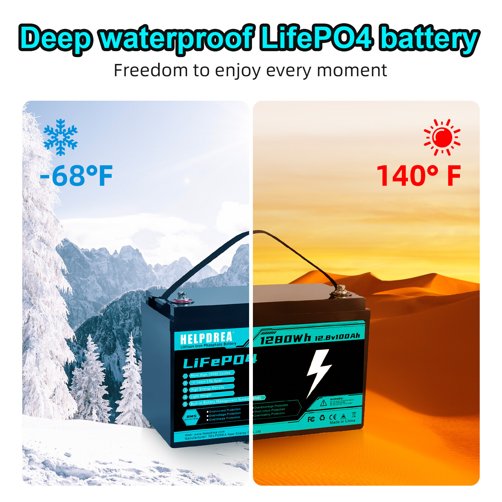 LiFePO4 Battery 12V 200Ah 100Ah 50Ah Lithium Battery Deep Cycle for RV Off Grid