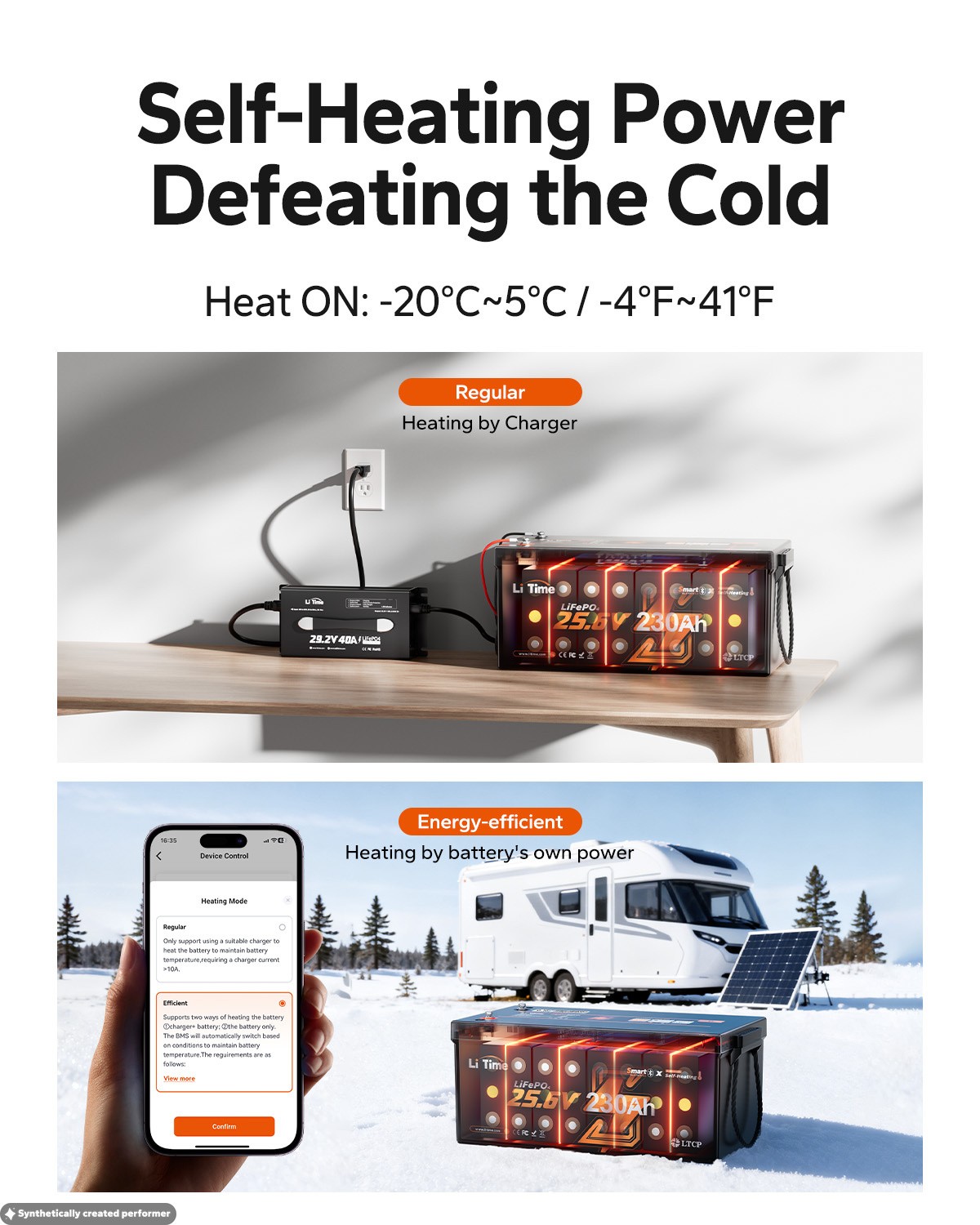 Used LiTime 24V 230Ah Self Heating LiFePO4 Lithium Battery BMS for Home Off-grid